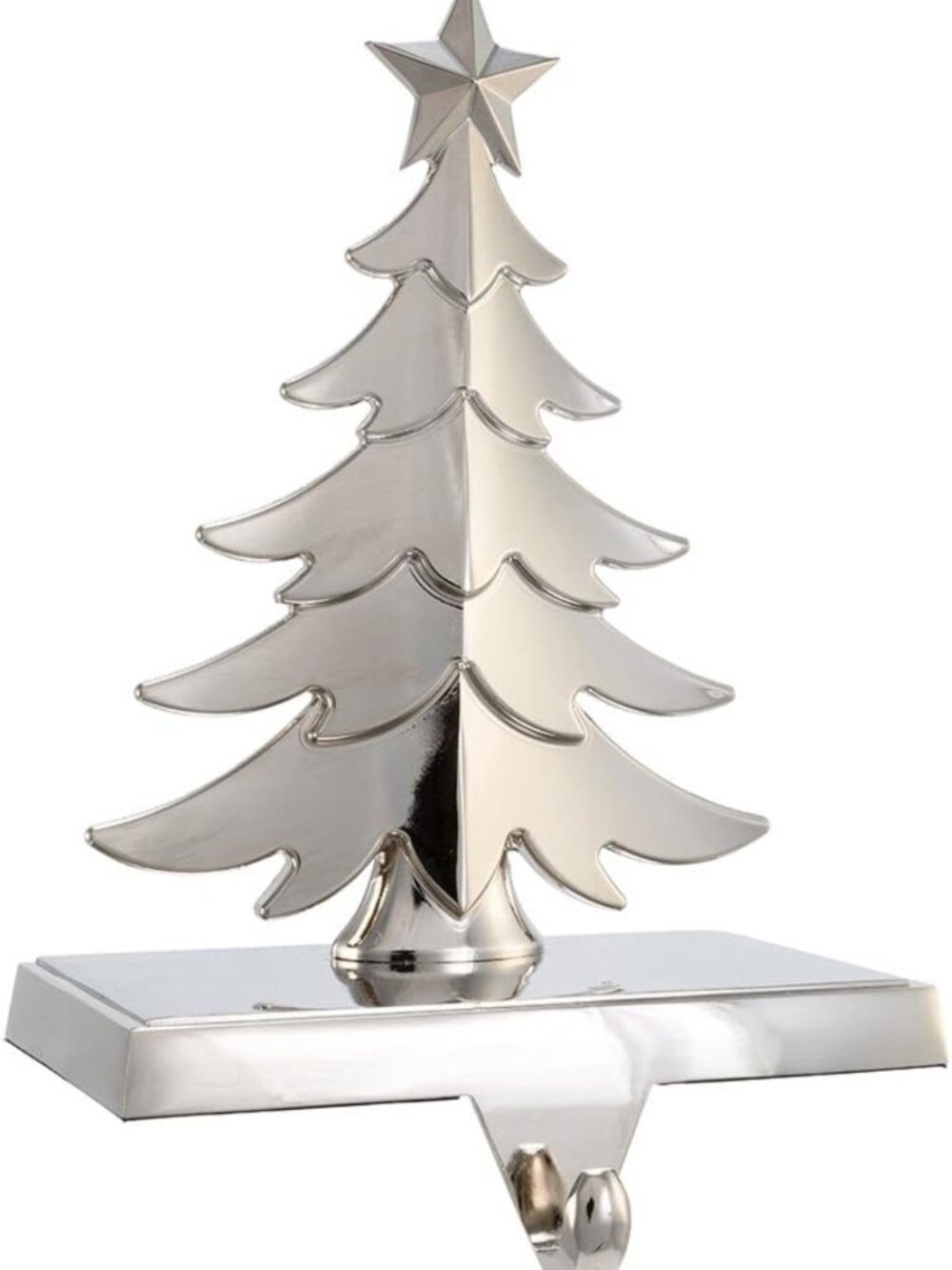 Elegant Silver Metal Tree Stocking Holder - 9 Inch Holiday Decor Accent